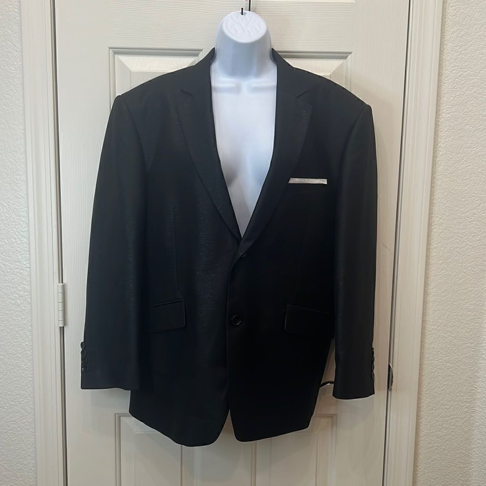Gillian I Couture Dress Jacket Wool  Black Shimmering Faux Pockets Size 44S/38S